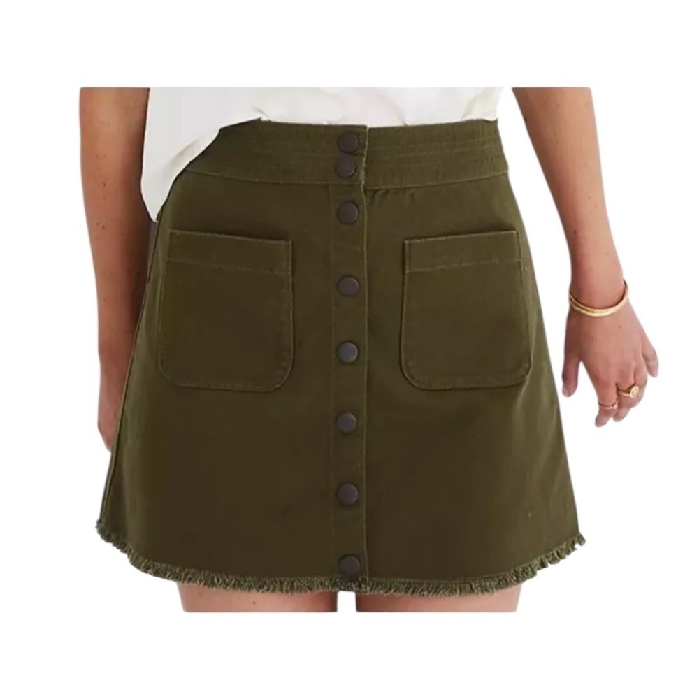 MADEWELL Raw Hem A-Line Mini Skirt in Kale